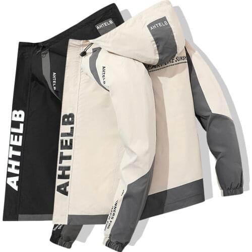 Mens Spring Hooded Jacket Hip-Hop Casual Coat Sportswear Youth Lifestyle Loose Jacket Plus 5XL6XL7XL Zip-Up Windbreaker