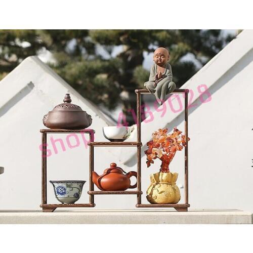 Natural Chicken Wing Wood, Ming style, big middle low, Solid Wood curio shelves, ornament pendulum rack