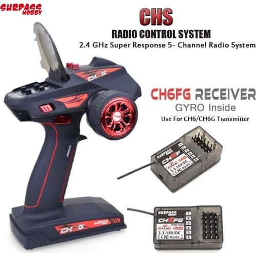 NEW Surpasshobby CH6G CH5 CH4 2.4G 6CH Transmitter w/ X6FG Gyro X6F Receiver 2.4G Remote Control for 1/10 1/8 RC Car Boat Tank