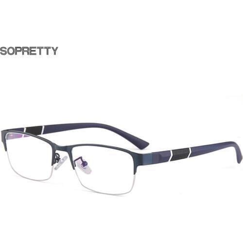 Male Titanium Alloy Business Glasses Frames, TR90 Temple Half Frame Mens Hyperopia Presbyopia Optical Glasses Frame