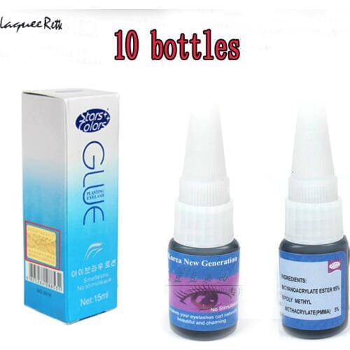 Wholesale 10 Bottles Top Quality Professional Eyelash Glue Black South Korea Imported Tasteless False Eyelashes Extension Glue