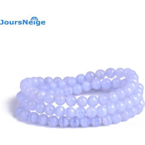 Wholesale Natural Crystal Bracelets 6mm Round Beads Blue Pattern Stone Bracelet Luck for Women Men Wrist Bracelets Fresh Jewelry