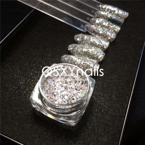 WHOLESALE Bright Silver Chunky Glitter Powder Sparkling Sequins Chrome Mirror Nail Glitter Nail Art Decoration 100g/ 200g /500g