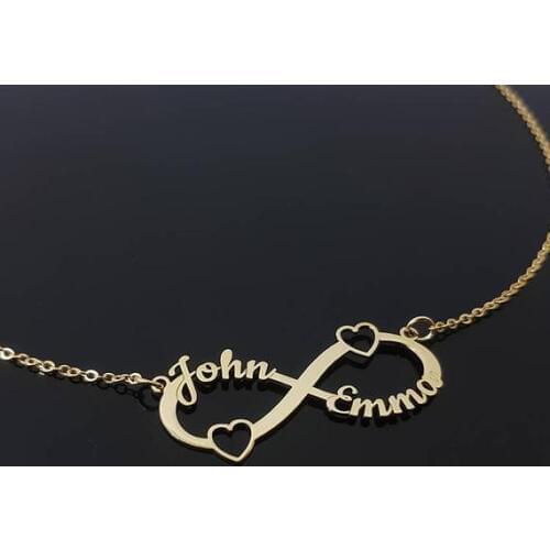 Personalized Love Jewelry Custom Name Letter Quote Infinity Heart Necklaces For Women Stainless Steel Long Chain Couple Necklace