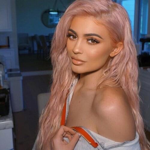 Fantasy Light Rose Pink Wavy 26Inch Long Lace Front Synthetic Hair Wigs for White Women Daily Wear Cosplay Lolita Lace Wigs