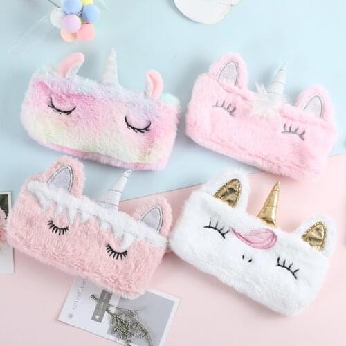 Unicorn Plush School Pencil Case for Girl Boy Cartridge Pencilcase Cute Korean Pencase Bag Large Penal Back to School Stationery