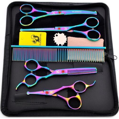 4.5 6.5 inch Round-headed Professional safe pet scissors for cat dog grooming High Quality 9CR Straight thinning Curved Scissors