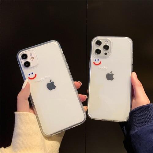 JAMULAR Cute Cartoon Smile Clear Phone Case For iPhone 12 7 XS MAX 11 Pro X XR SE 20 8 6Plus Soft Transparent Cover Coque Fundas
