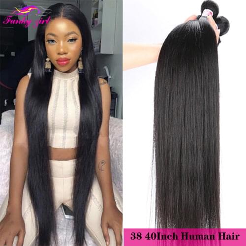 Straight Hair Bundles Bone Straight Human Hair Bundles 36 38 40 Inch Virgin Hair Bundles Brazilian Weave Human Hair Extensions