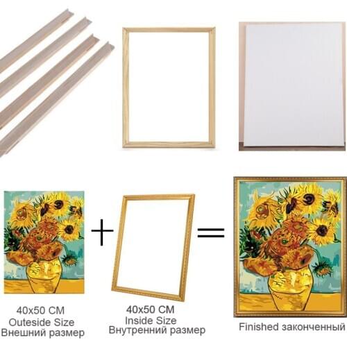 Diy frame unfinished wooden stretcher oil painting diamond mosaic thin wood frame picture frame wall painting
