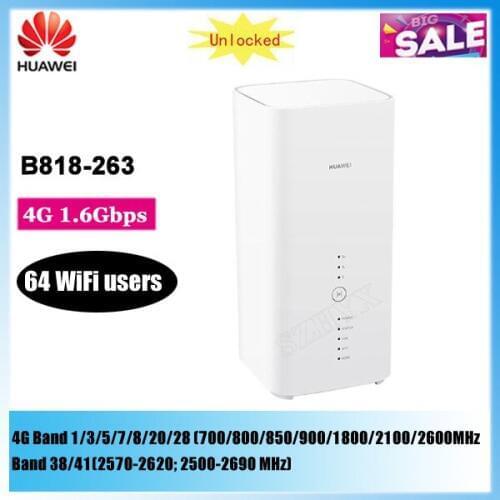 Unlocked Huawei B818 B818-263 4G CPE 3 Prime LTE CAT19 Wifi Router with sim card slot 4G B1/3/5/7/8/20/26/28/32/38/40/41/42/43