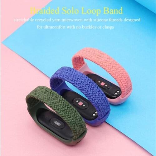 Solo Loop for Mi band 5 Strap Nylon Braided pulseira bracelet Miband4 Miband5 Bracelet Wristband for xiaomi Mi band 6 4 3 strap