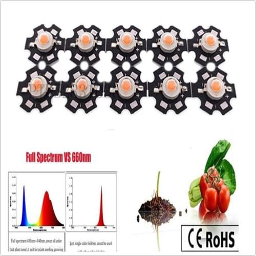 10-500pcs/lot 3w full spectrum led grow chip with PCB star led grow lights broad spectrum 400nm-840nm led diode for indoor plant
