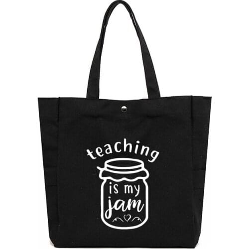 Teacher Bag Large Capacity Ladies Funny Printed Tote Bag Personalized Canvas School Bag Women Shoulder Book Bag