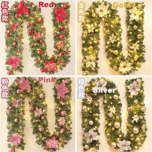 6 Colors 2.7M Luxury Christmas Decorations Garland Decoration Rattan with Lights Xmas Home Party Christmas Tree Decorations