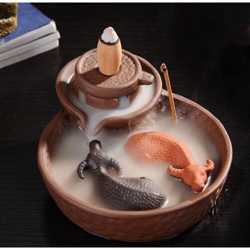 BackFlow Incense Burner Sticks Holder Living Tea Room Smell Removing Tool Cense Burner Buddhist Buddhist Home Decor Z258