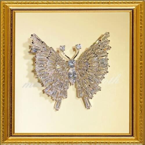 925 Silver Brooches For Women Butterfly T Diamant Cubic Zirconia High-end Exquisite Big Brooch Corsage Overcoat Pin Fine Jewelry