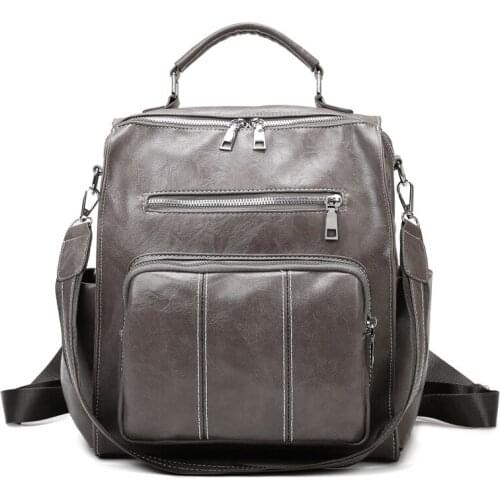 Female backpack shoulder bag women messenger leather and backpacks Travel Bags mochila vintage College school bag black C1752