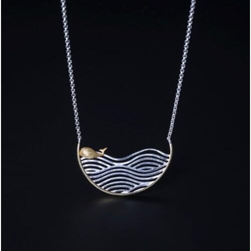YouLin Fashion Real 925 Sterling Silver Handmade Fine Jewelry Creative Can Move Whale Pendant With Necklace Women Gift