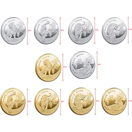 2022 New Year Gold Coin Twelve Zodiac Tiger Ox Commemorative Coins Collection