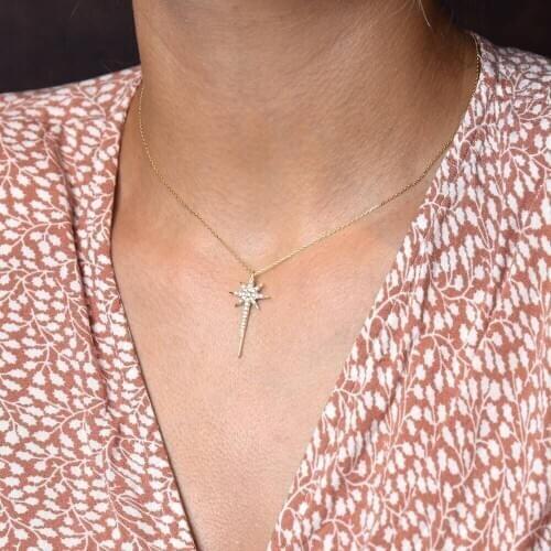 Symbol Gold Pole Star Gold Necklace Accessory New Fashion Design Jewelry Choker Elegant Lady Necklace Minimal Design Gift