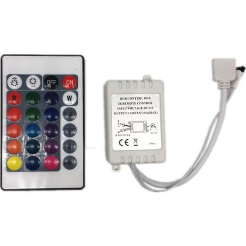 1PCS 24 Keys Dual Connectors IR Remote RGB Controller Output DC12V 2 Ports Dimmer For 3528 5050 SMD RGB LED Strip light Control