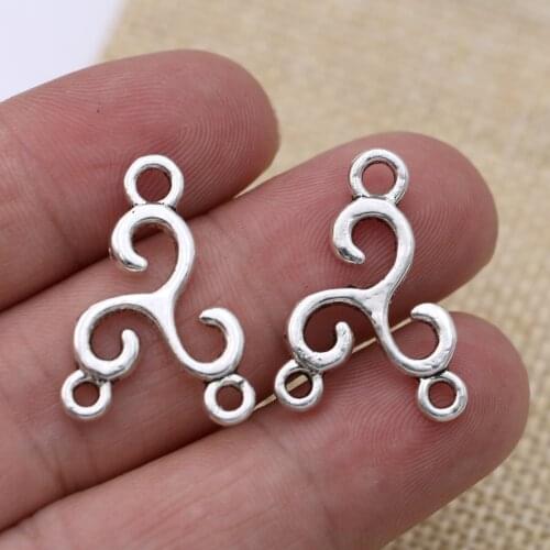 10PCS Tibetan Silver Plated 1-2 Whirl Charm Connector for Jewelry Making Bracelet DIY Findings Accessories Craft