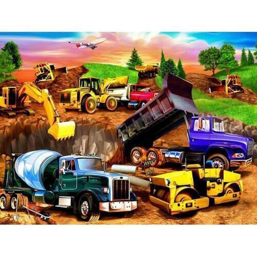 100% New 5D Diy diamond painting cross stitch Trucks Excavators Full Square Drill Needlework fleet Rhinestone home decor gift