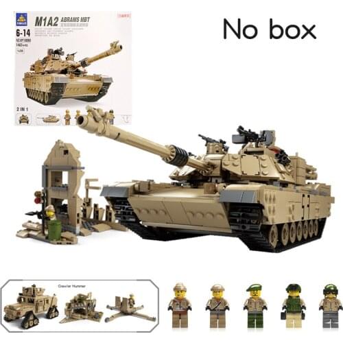 1463Pcs M1A2 Abrams MBT Army Tank 2in1 Bricks WW2 Military Moc Cannon Chariot Soldier Dolls DIY Building Blocks Toys Kids Gift