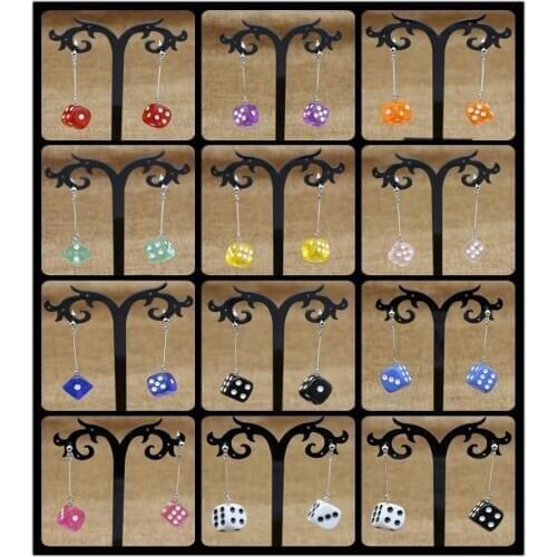 2020 New Fashion Fun Casino Dice Long Pendant Earrings Plastic Candy Color Earrings Jewelry Gifts