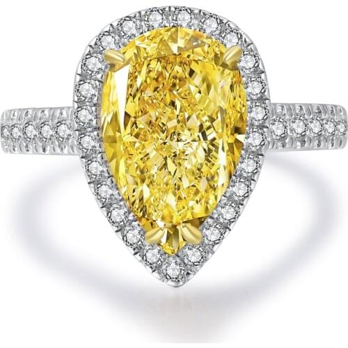 2021 Zhanhao Hot Sale Factory Direct Sell Jewelry 925 Sterling Silver Yellow White And Pink Pear Shape 3.0ct Diamond Rings