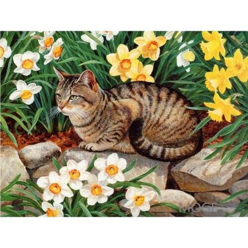 Flowers and cat DIY Diamond painting cats Dimaond embroidery Full Drill couple Diamond painting mosaic Full round Drill