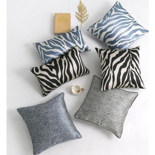 DUNXDECO Cushion Cover Decorative Pillow Case Modern Simple Animal Collection Zebra Leopard Geometric Jacquard Bedding Coussin