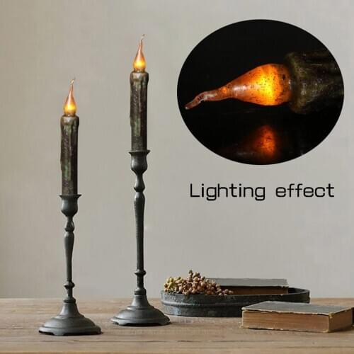 Baoblaze 6x Battery Powered LED Long Taper Candle Flickering Decorative Candle for Church Home Wedding Party Decor