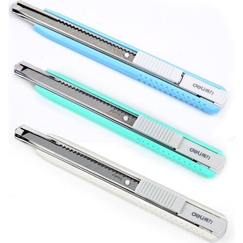 Deli plastic + alloy simple Mini color art knife student art class manual knife paper knife household office knife