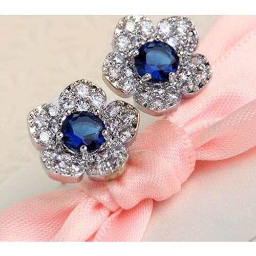 The Design Of New Models In Europe And The United States, In White Silver And Blue Crystal Earrings Exquisite Female Wholesale
