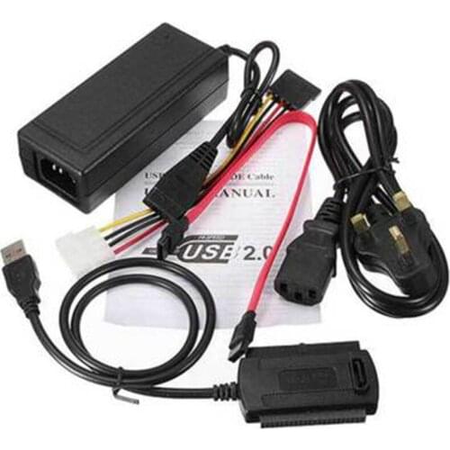 SATA/PATA/IDE Drive to USB 2.0 Adapter Converter Cable for Hard Drive Disk HDD 2.5" 3.5" With External AC Power Adapter