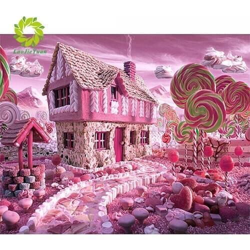 Candy Castle Diamond Painting Cross Stitch Full Round Picture of Rhinestone DIY Diamond Mosaic Diamond Embroidery Christmas Sale