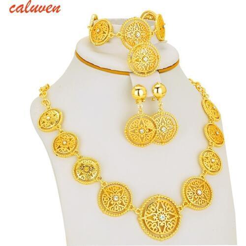 White Stone Color Ethiopian/Eritrea/Habesha Chokers Yellow Color Sets Jewelry For Earring/Necklace Women Gift Gold Color