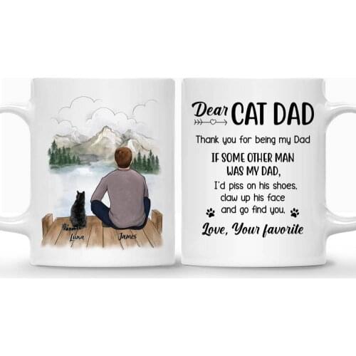 Cat Lovers Personalized Mug Man and Cats Dad Coffee Cups Gift for Family DIY 11/15 Oz RR2084