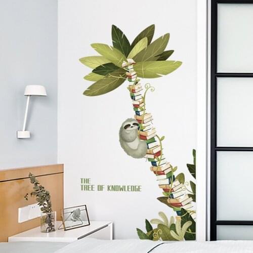 Creative Sloth Tree Wall Stickers Living Room Sofa Backdrop Wall Decals Teenager Bedroom Decor Study Self-adhesive Wallpaper Art