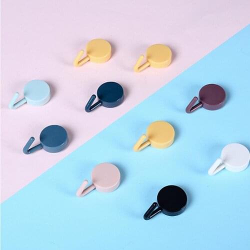 10pcs Solid Color Free Punching Door Without Trace Nail Small Hook Clothes Hook Mounted Wall Hook Wall Hooks Decorative