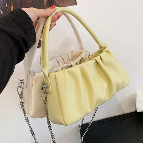 Small PU Leather Crossbody Bags for Women 2021 Simple Ladies Brand Chain Shoulder Handbags and Purses Female Totes