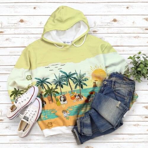 Hot Sale Men Clothing Usa Size Oversized Hoodie Anime Printing Beach Dog Hooded Long Sleeve Streetwear