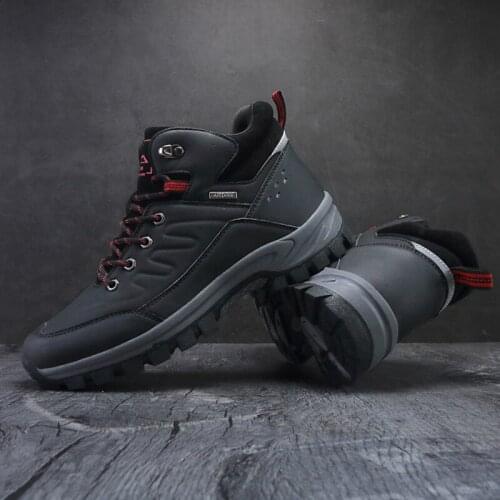 Winter Mens Snow Boots Warm Plush Mens Boots Waterproof Ankle Boots Outdoor Non-slip Mens Hiking Boots Sports Shoes