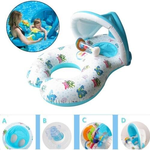 Mother Child Inflatable Ring Swimming Circle Baby Float Double Swimming Pool Accessories Inflatable Wheels Swimtrainer Circles