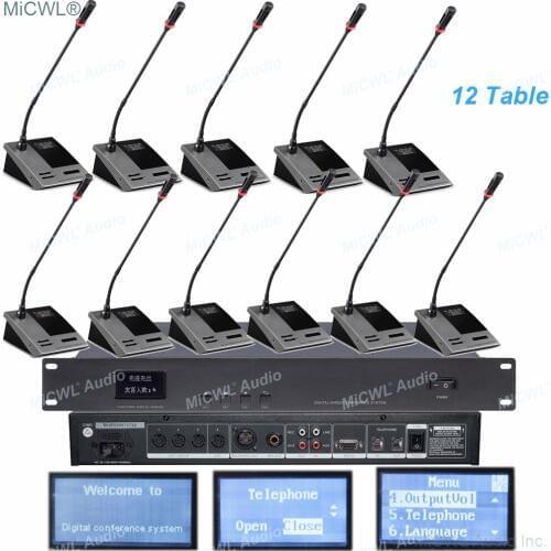 MiCWL 12 Table Gooseneck Conference Microphones System Built-in Speaker Digital Meeting Room 12 Desktop President Delegate Unit