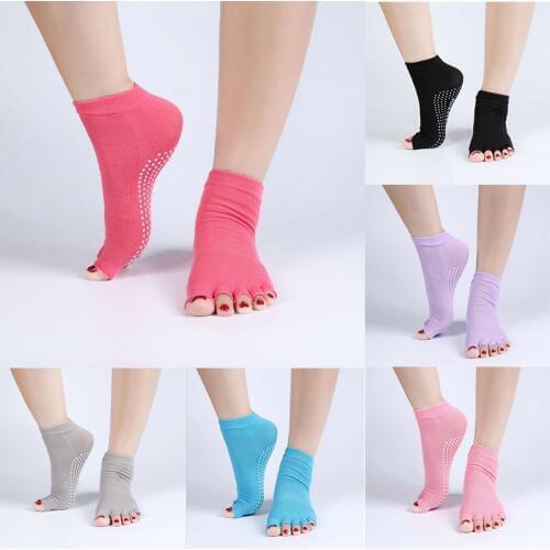 Open toe yoga socks sports sweat-absorbent anti-foot massage five-finger socks