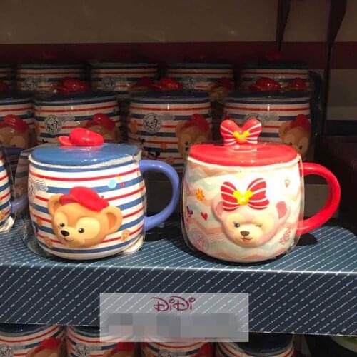New creative cartoon Shanghai Disney Duffy Sydney Rose Tony painted ceramic mug mug with lid Decoration gift AG 2234