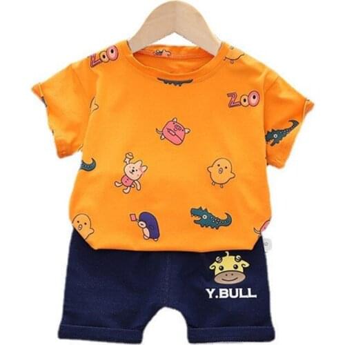 New Summer Baby Girls Clothes Children Boy Cartoon T-Shirt Shorts 2Pcs/Sets Kids Cotton Sportswear Toddler Infant Casual Costume